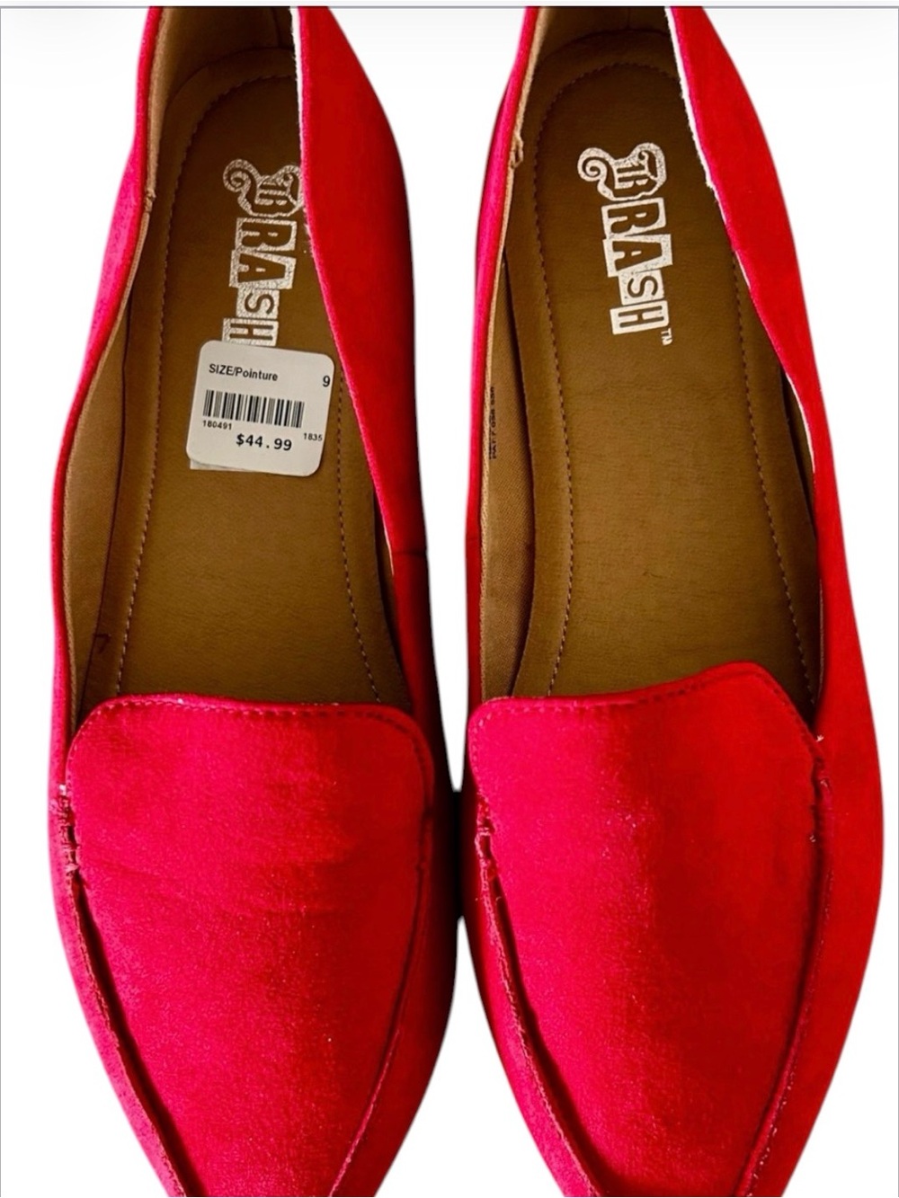Brash Red Suede Pointed-Toe Loafers